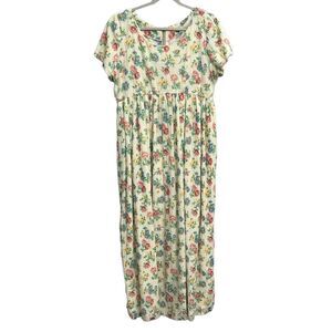 Vintage Hand Made Floral Cap Sleeve Pleated Midi Ditzy Dress